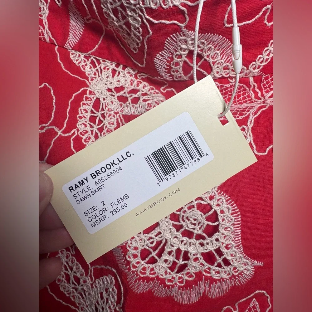 Ramy Brook Red Dawn Floral Cotton A-Line Mini Skirt Size 2- NWT $295 Retail - Picture 8 of 10